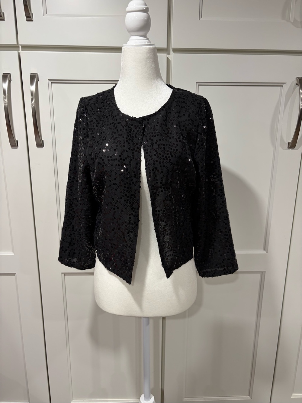 Petticoat Alley Black Sequin Cropped Jacket